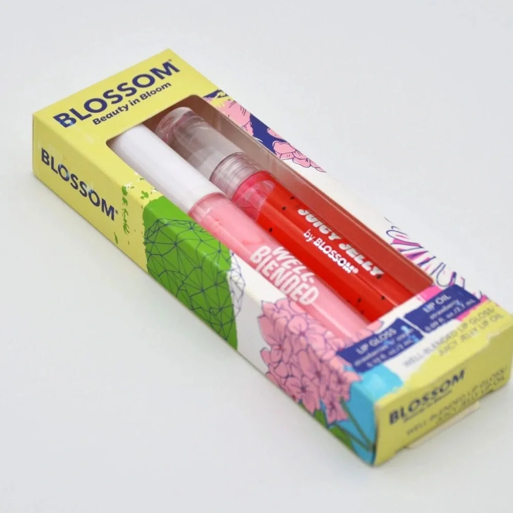 BLOSSOM Strawberries n Cream Lip Gloss & Strawberry Lip Oil Set, NEW